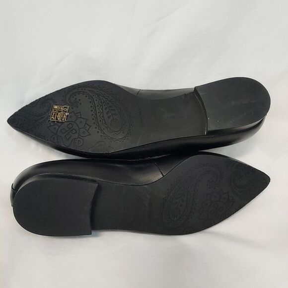 Jon Josef Made in Spain Black Leather Multi Plaid Pointed Toe Flats 8 - Picture 9 of 9